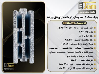 بلوک سبک 15استاندارد سه جداره